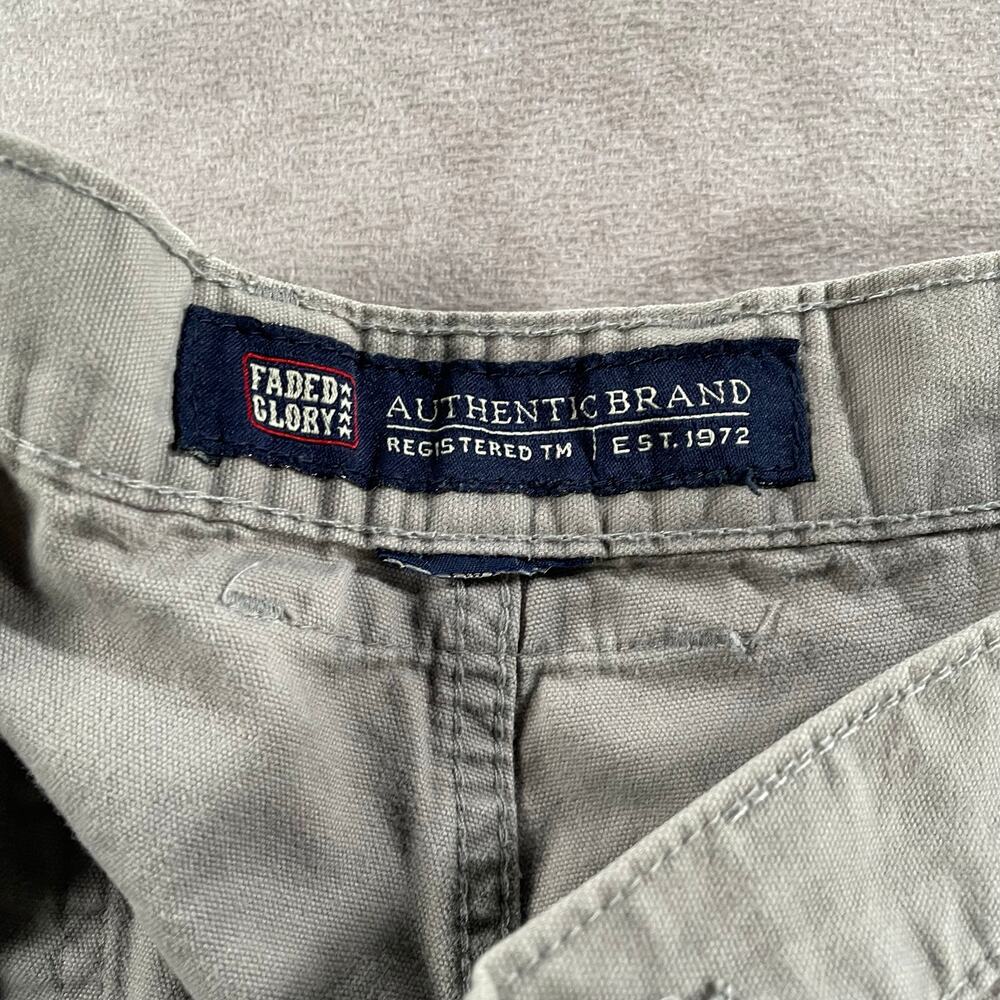 Faded Glory Super Baggy Cargo Utility Tan Grey Pants 36x28 - Picture 3 of 9